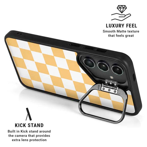 Yellow and White Checkerboard Galaxy S24 Plus Kickstand Case